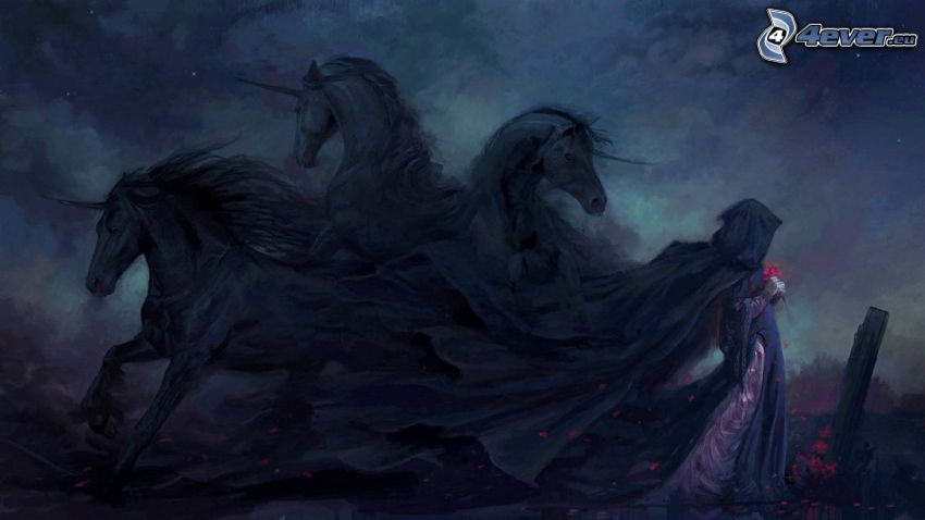 Unicornio, mujer oscura