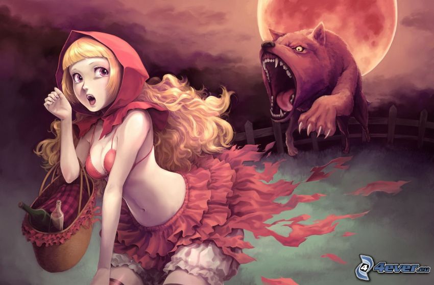 Caperucita Roja, lobo en dibujos animados