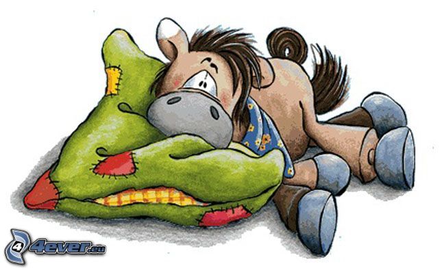 caricatura de caballo, almohada