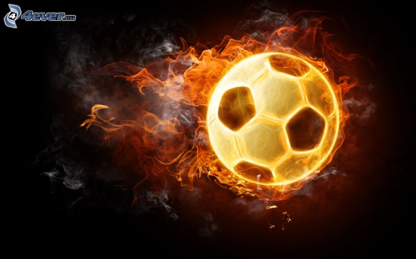 balón de fútbol en fuego