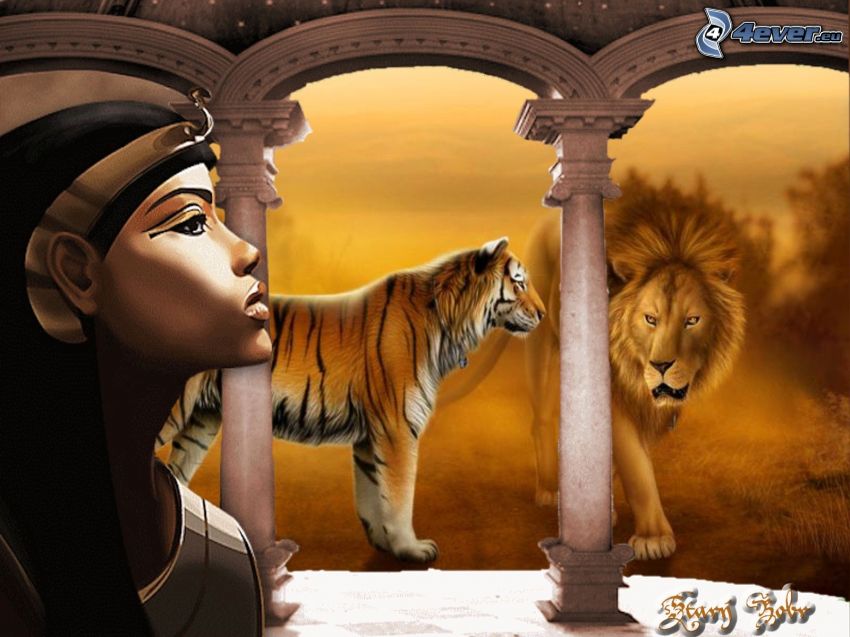 Egipto, león, tigre