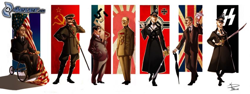 líderes, Franklin Delano Roosevelt, Josif Stalin, Neville Chamberlain, Heinrich Himmler