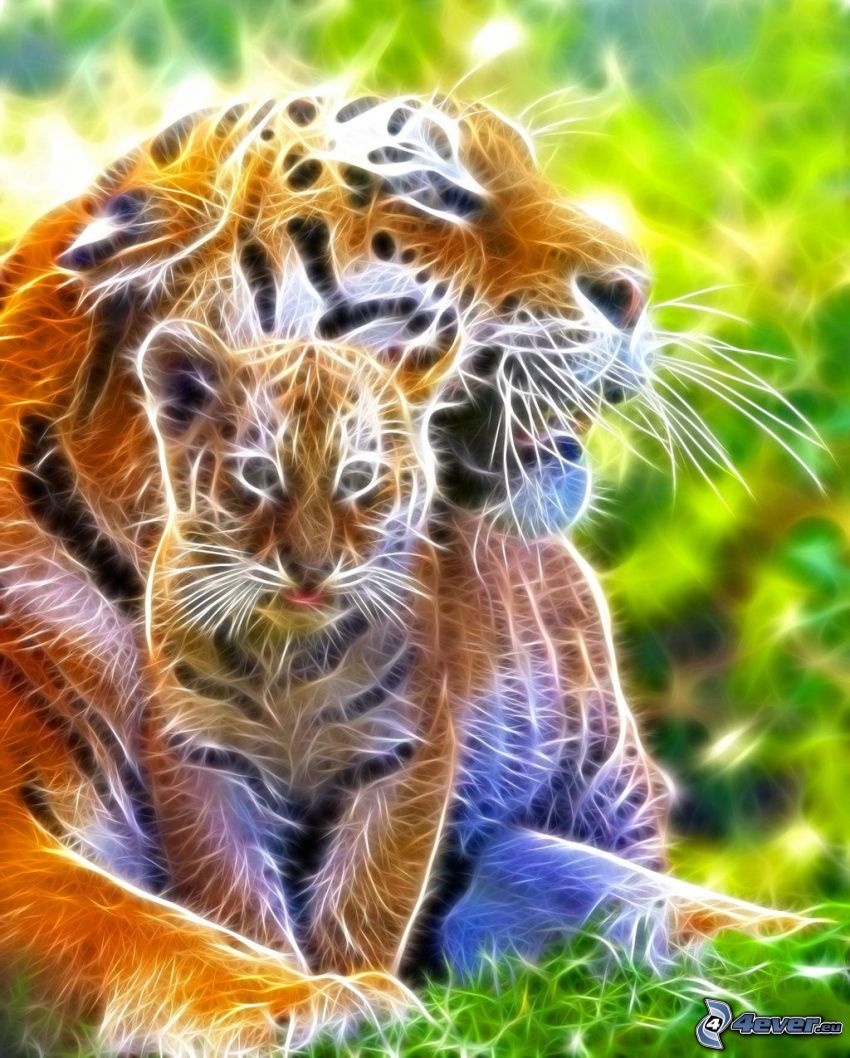 tigre fractal, tigres pequeños