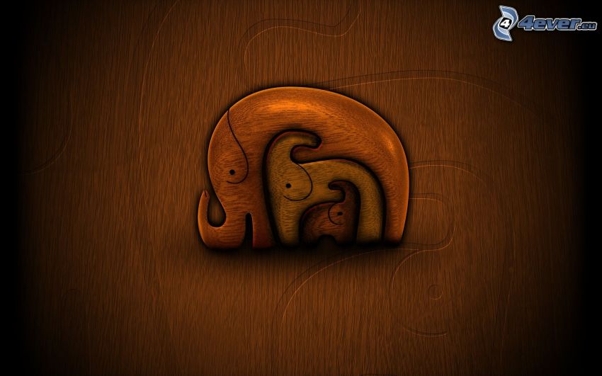 elefantes, madera