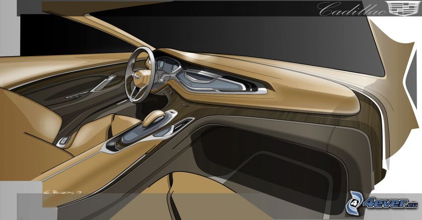 Interior Cadillac Elmiraj, dibujos animados de coche