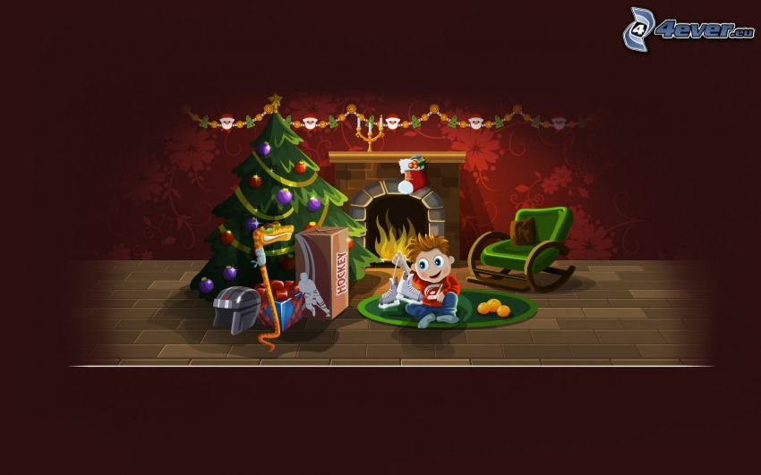 muñeco, árbol de Navidad, regalos