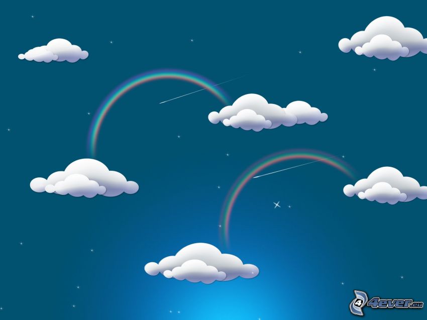 nubes, arco iris