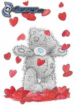 oso de peluche y corazones