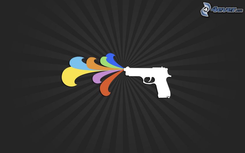 pistola, colores del arco iris