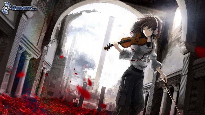 violinista, caricatura de mujer