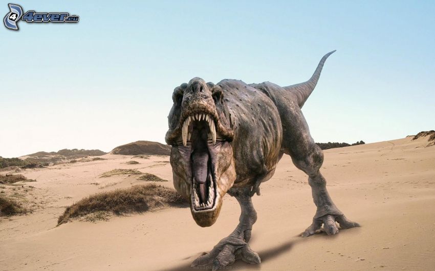 dinosaurio, desierto, rugido
