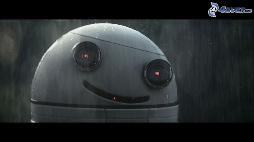 Blinky, robot, sonrisa, lluvia