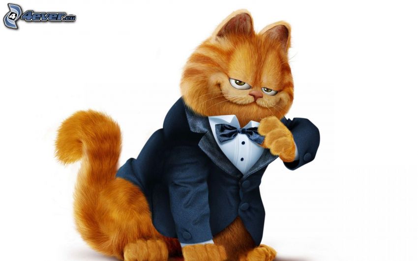 Garfield, traje, corbata de lazo