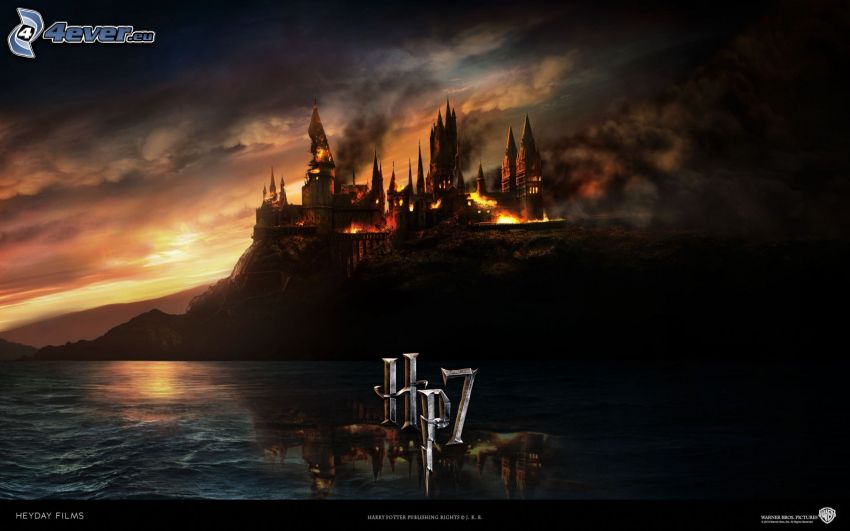 Harry Potter 7, castillo, en fuego