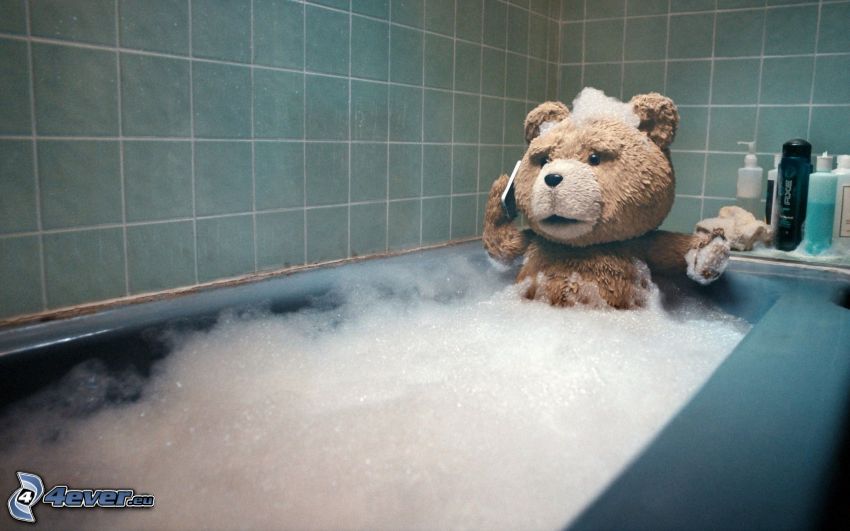 Ted, espuma, baño