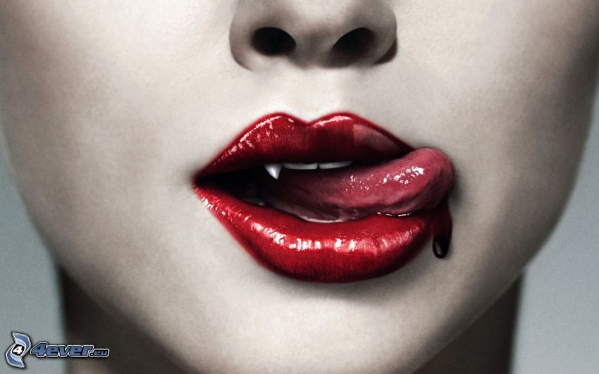True Blood, labios, sangre