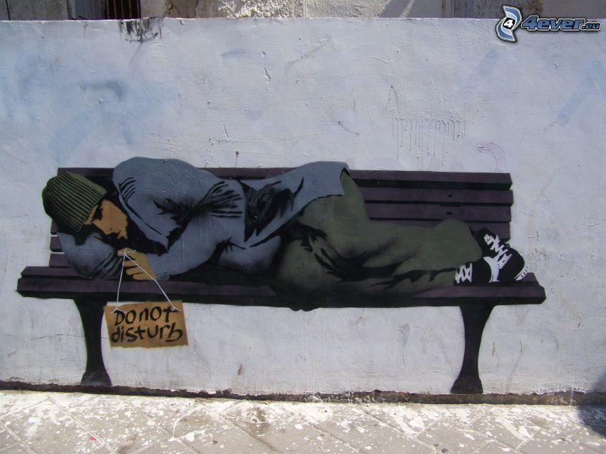 grafiti, persona sin hogar