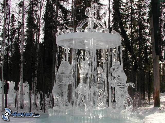 hielo, arte, estatuaria