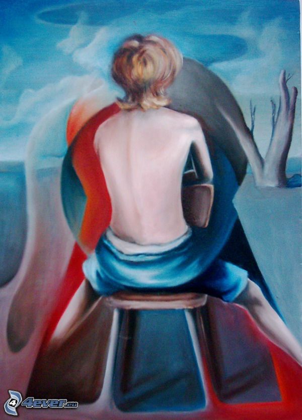 mujer pintada, dibujo