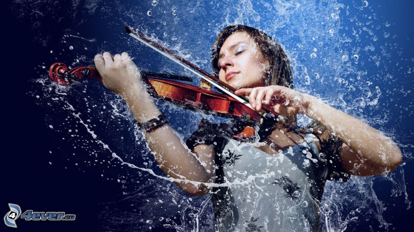 violinista, agua