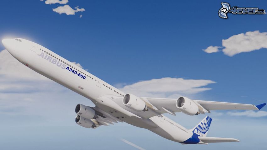 Airbus A340, despegue, nubes