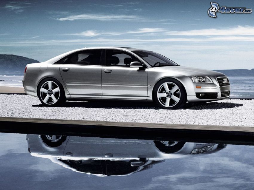 Audi A8, reflejo, cielo