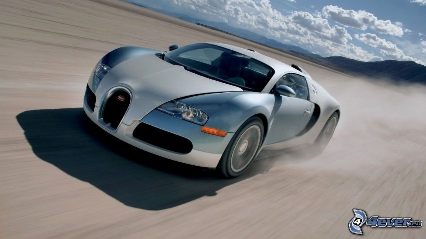 Bugatti Veyron, acelerar, polvo