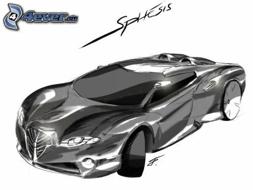 Bugatti Veyron, concepto, dibujos animados de coche