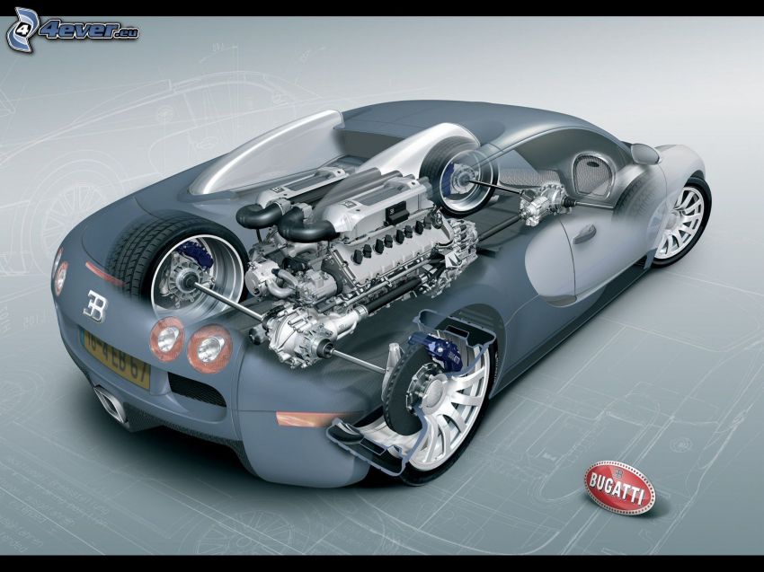 Bugatti Veyron 16.4, estructura, motor
