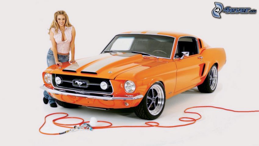 Ford Mustang, veterano, rubia
