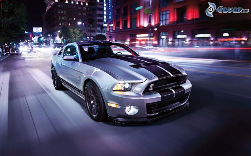 Ford Mustang Shelby GT500, noche, calle