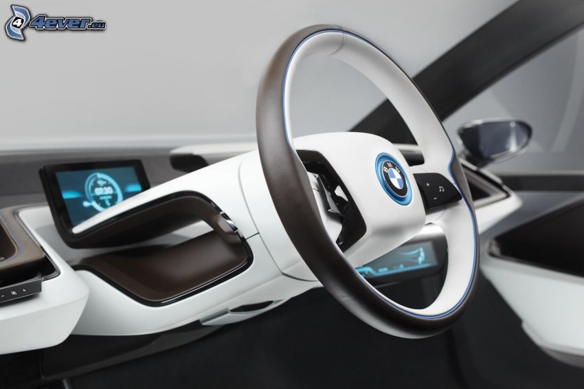 interior BMW i3, volante