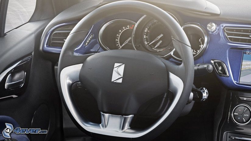 Interior de Citroen DS3 Cabrio, volante
