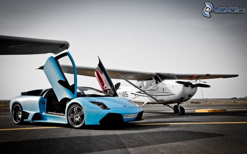 Lamborghini, puerta, pequeño avión deportivo