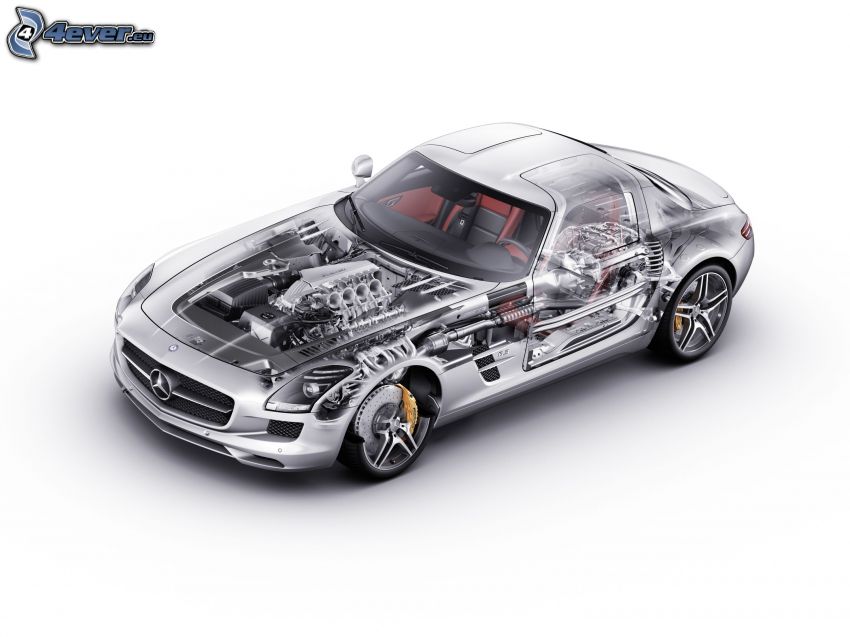 Mercedes, motor, estructura