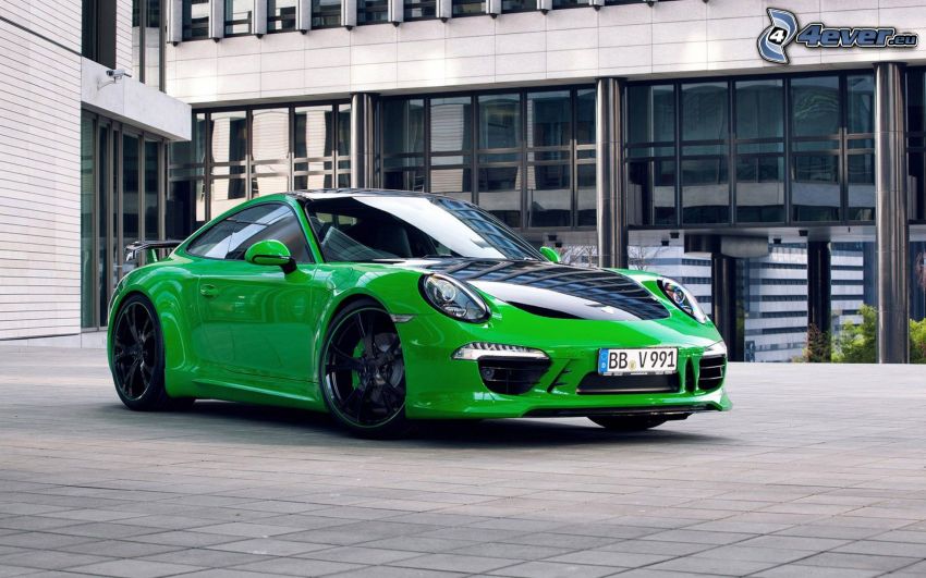 Porsche 911, edificio, pavimento