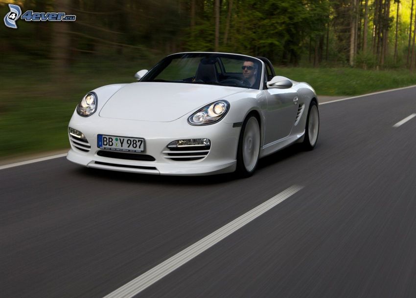 Porsche Boxster, descapotable, camino, acelerar, hombre