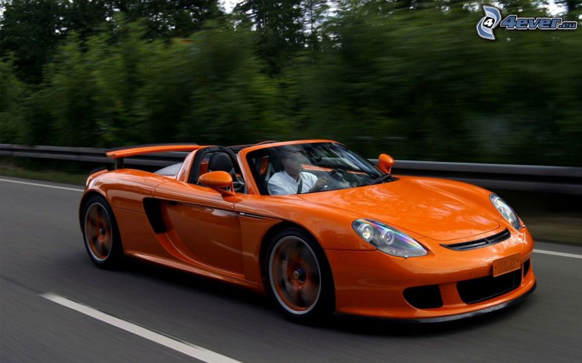 Porsche Carrera GT, descapotable, camino, acelerar