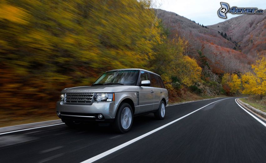 Range Rover, camino, curva, acelerar
