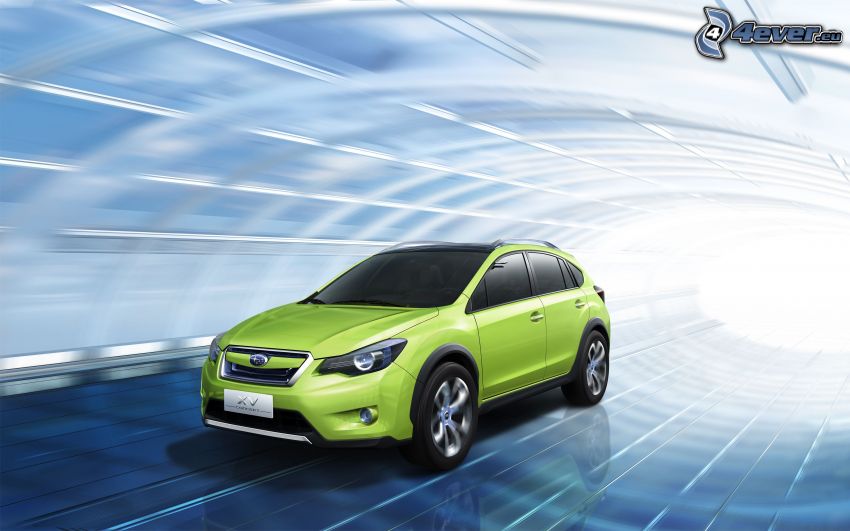 Subaru, concepto, acelerar, túnel