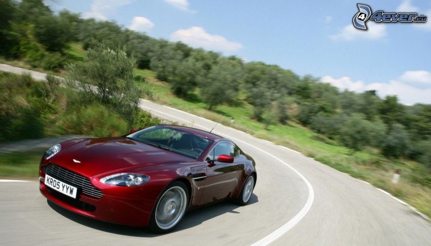 Aston Martin, acelerar, camino, curva