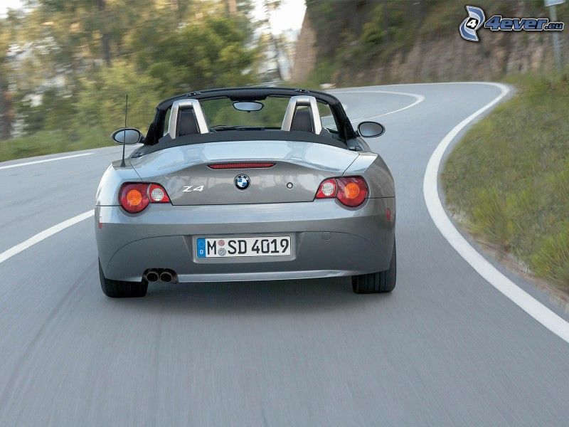 BMW Z4, descapotable, camino, curva