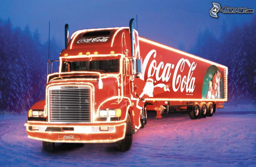 camión, Coca Cola, nieve