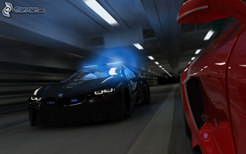BMW, acelerar, túnel