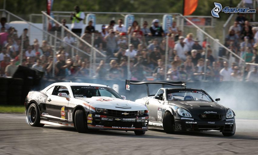 Chevrolet, coche de carreras, drift, humo, audiencia