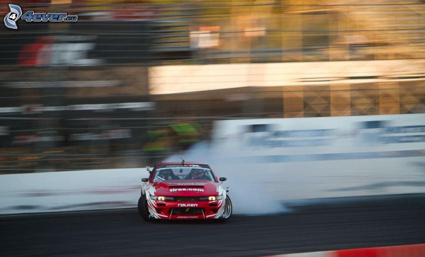 coche de carreras, drift, humo