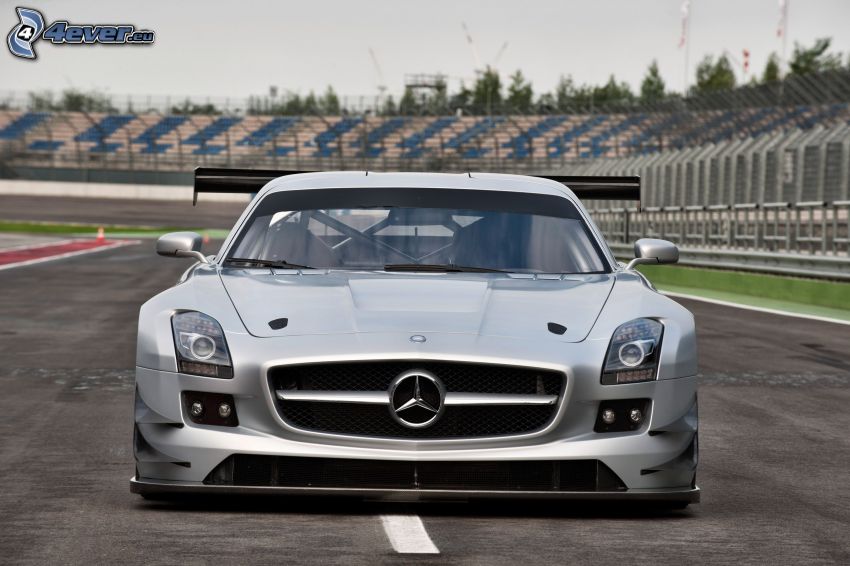 Mercedes SLS AMG GT3, delantera de coche, carreras en circuito