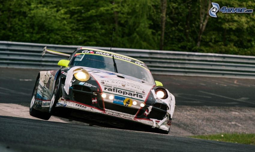 Porsche, coche de carreras, carreras en circuito