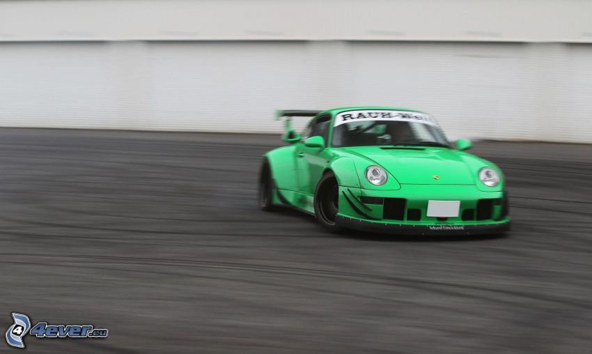 Porsche, coche deportivo, drift, acelerar