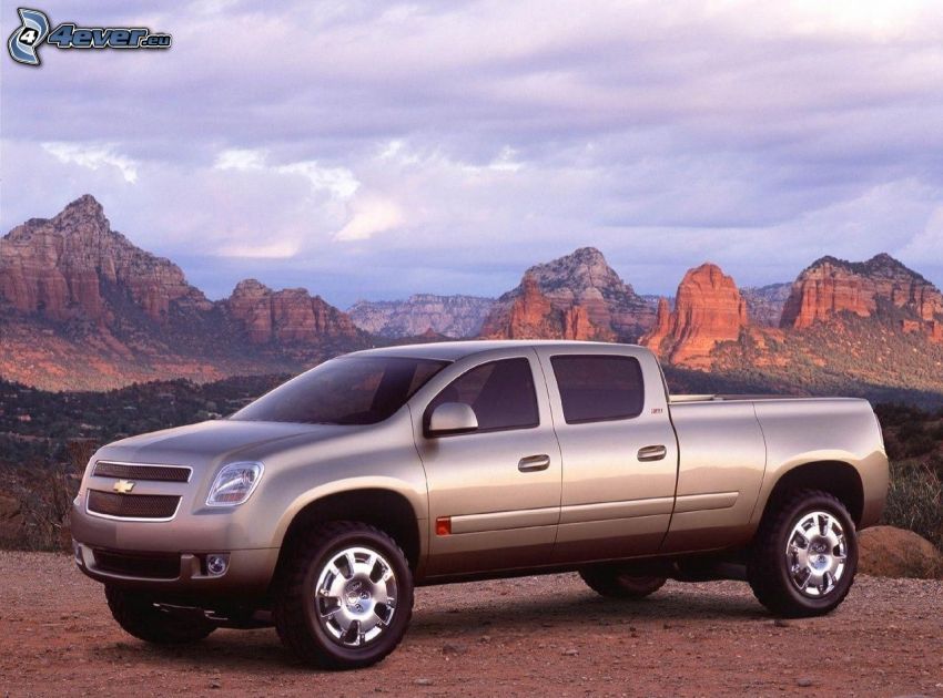 Chevrolet, pickup truck, montaña rocosa